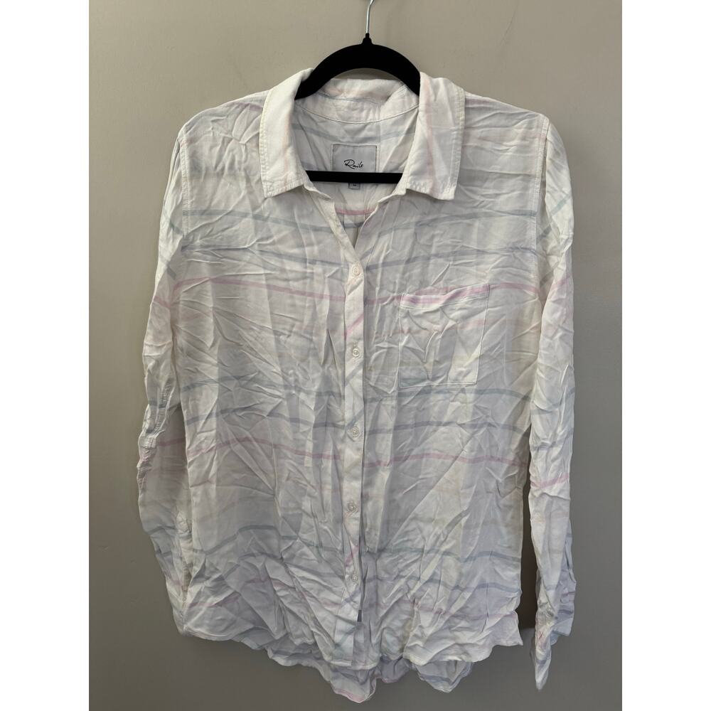 Women’s Rails Rocsi Rainbow Stripe Button-Up Shirt SZ M